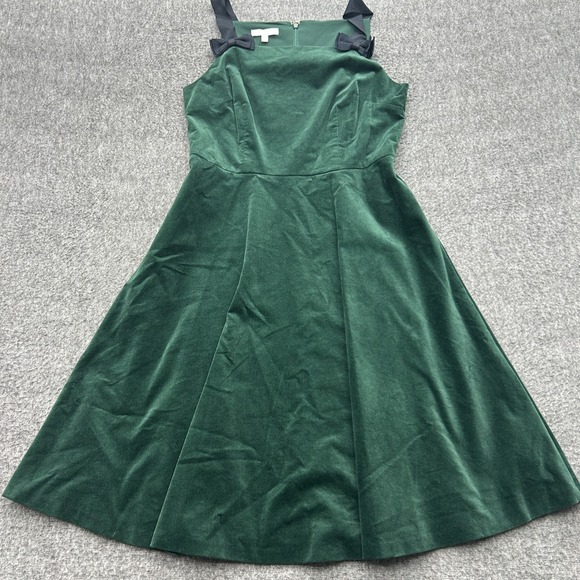 Talbots Dresses & Skirts - Talbots Green Velvet Dress 6 Dark Academia Coquette Bow Party Skater Christmas